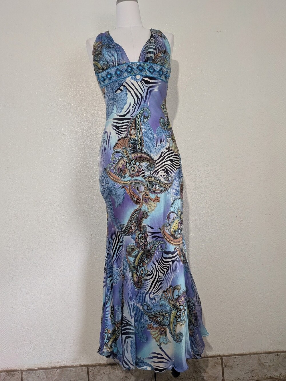 Vintage Cache Fairy Prom BohoGown Formal Maxi Dress 100% Silk Y2K Size 4